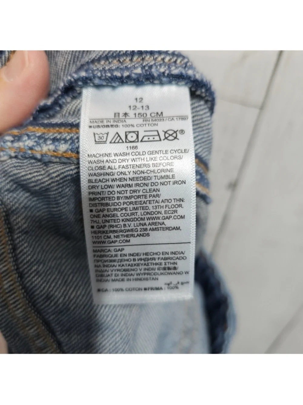 Gap Kids Girls Horseshoe Barrel Leg Blue 100% Cotton Denim Jeans Pockets Size 12